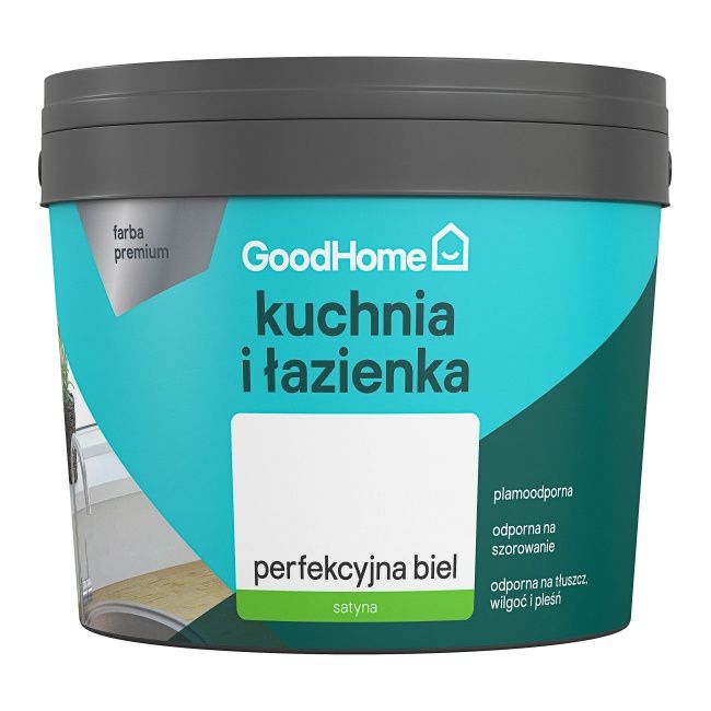 GoodHome maling til køkken og badeværelse hvid satin 2,5 l