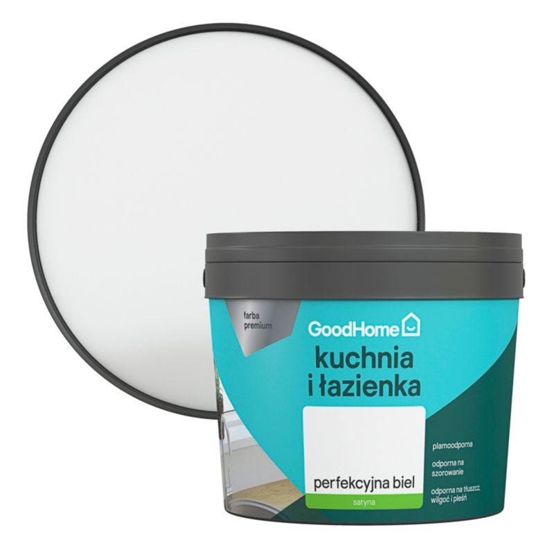 GoodHome maling til køkken og badeværelse hvid satin 2,5 l