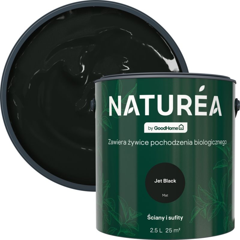 GoodHome Naturea vægmaling og loftsmaling Jet Black mat 2,5 l
