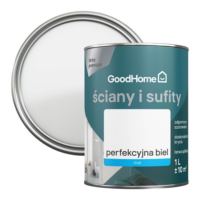 GoodHome Premium mat hvid maling 1 l