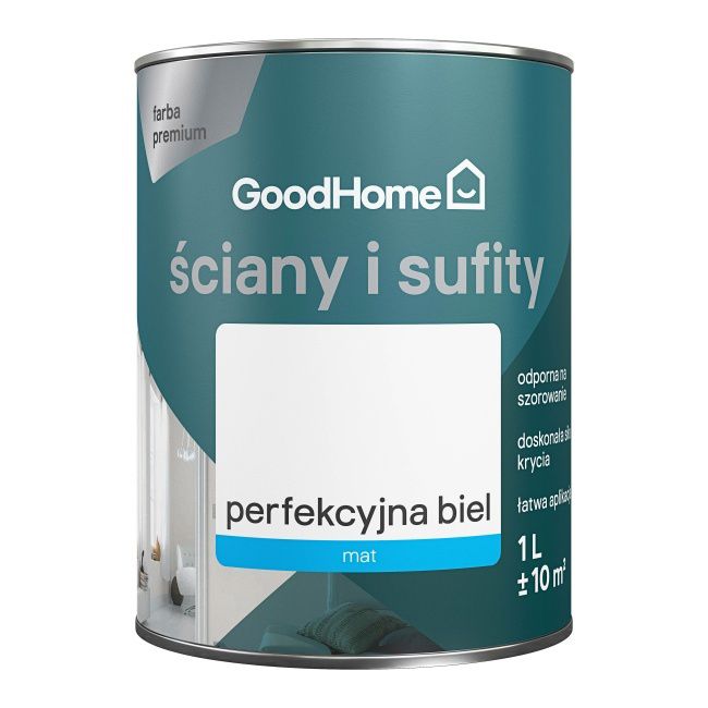GoodHome Premium mat hvid maling 1 l