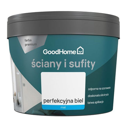 GoodHome Premium mat-hvid maling 10 l