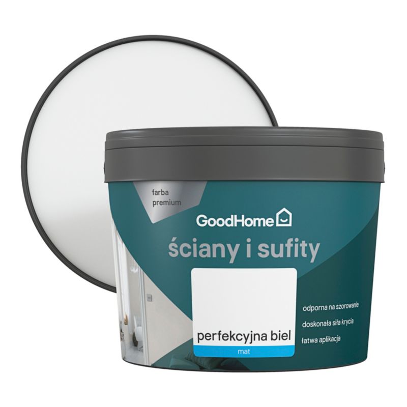 GoodHome Premium mat-hvid maling 10 l