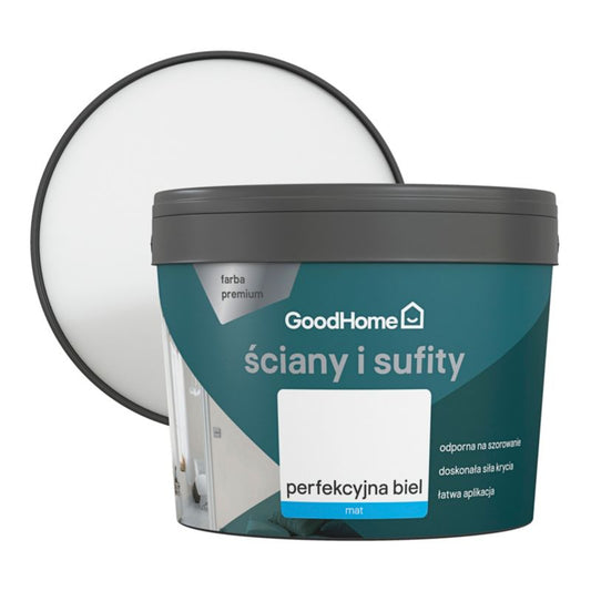 GoodHome Premium mat-hvid maling 10 l