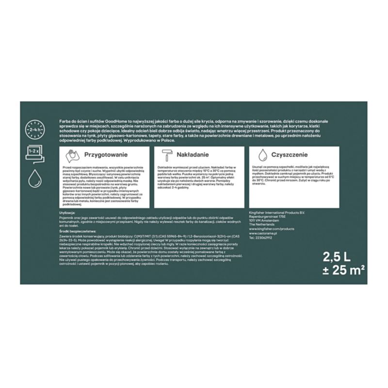 GoodHome Premium maling hvid mat 2,5 l