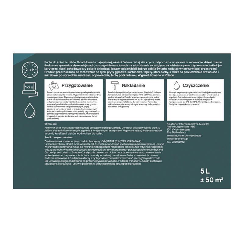GoodHome Premium hvid mat maling 5 l