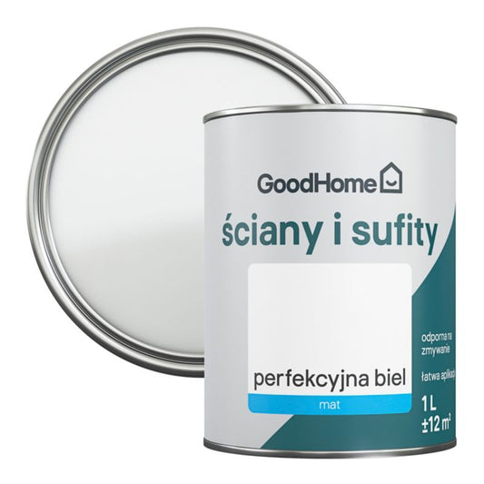 GoodHome vægmaling og loftmaling hvid mat 1 l