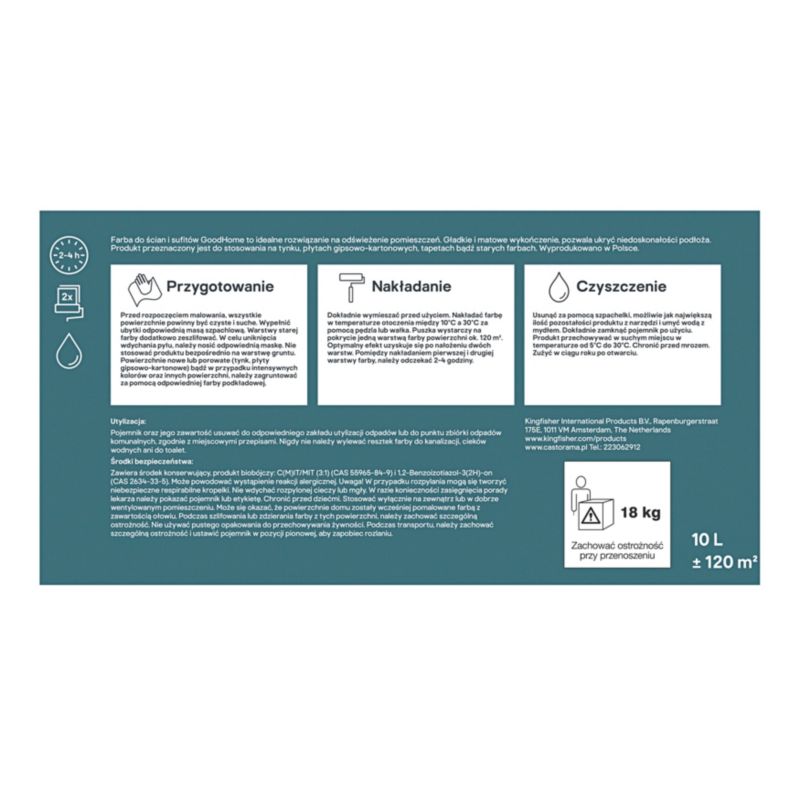 GoodHome væg- og loftmaling hvid mat 10 l