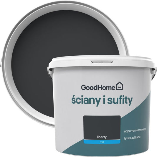 GoodHome vægmaling og loftmaling liberty 5 l i mat sort