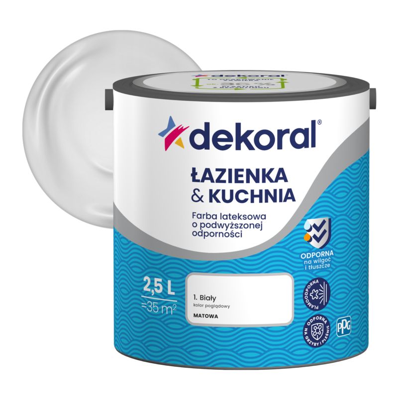Dekoral badeværelse & køkken farve hvid 2,5 l