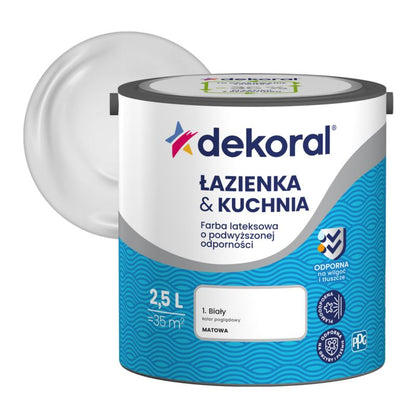Dekoral badeværelse & køkken farve hvid 2,5 l