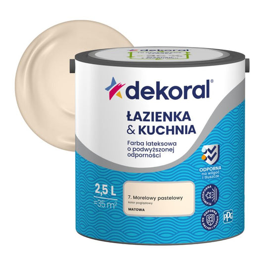 Dekoral badeværelse & køkken farve i pastel abrikos, 2,5 l