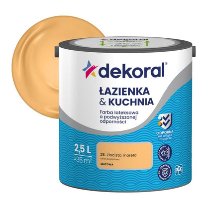 Dekoral farve til badeværelse og køkken i gylden abrikos, 2,5 l