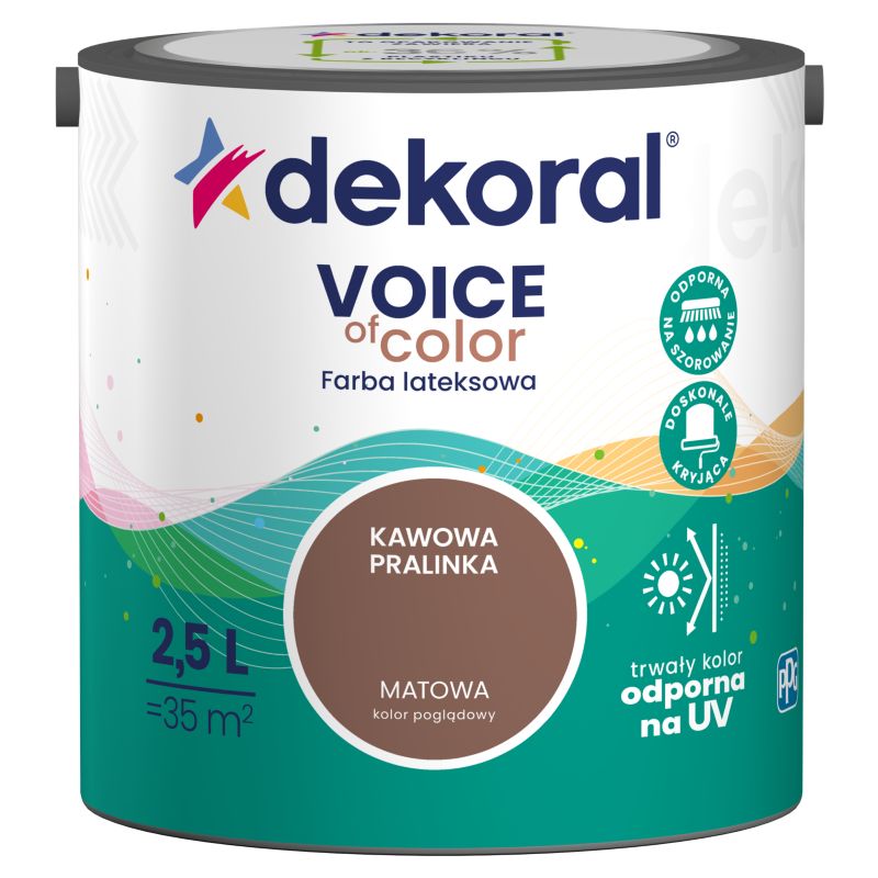 Dekoral Voice of Color farve i kaffebønnepraliné, 2,5 l