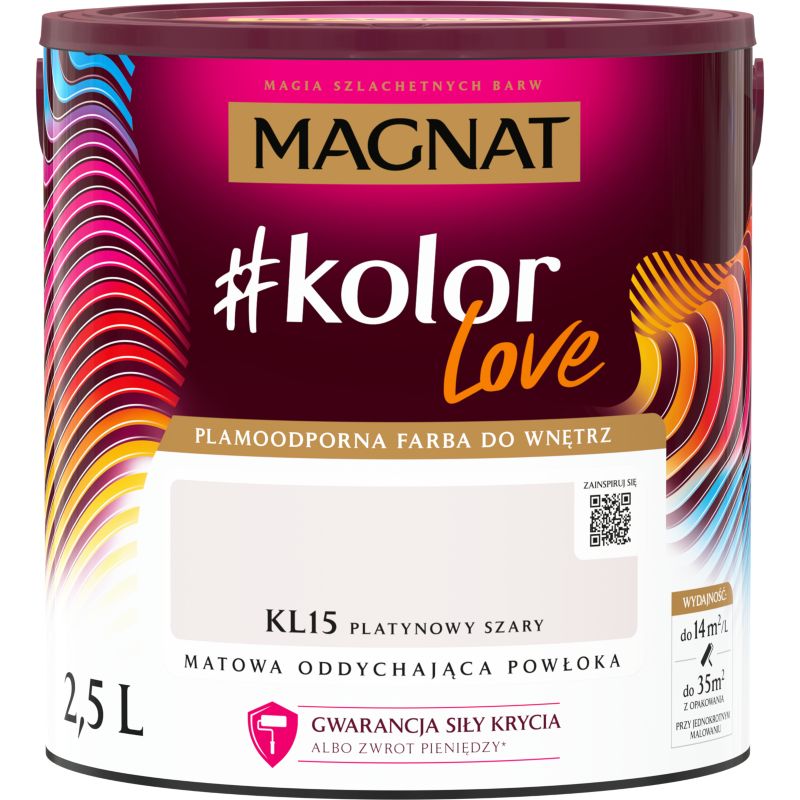 Magnat #kolorLove farve i platinsgrå KL15, 2,5 l