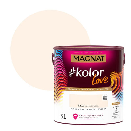 Plamemodstandsdygtig farve Magnat #kolorLove KL03 melonhvid 5 l