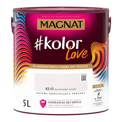 Plamemodstandsdygtig farve Magnat #kolorLove KL15 platingrå 5 l