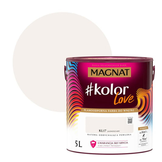 Plamemodstandsdygtig farve Magnat #kolorLove KL17 lys grå 5 l