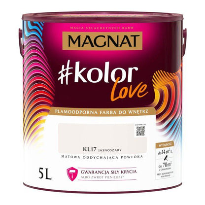 Plamemodstandsdygtig farve Magnat #kolorLove KL17 lys grå 5 l