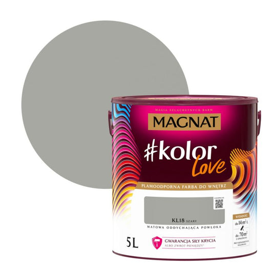 Plamuresistent farve Magnat #kolorLove KL18 grå 5 l