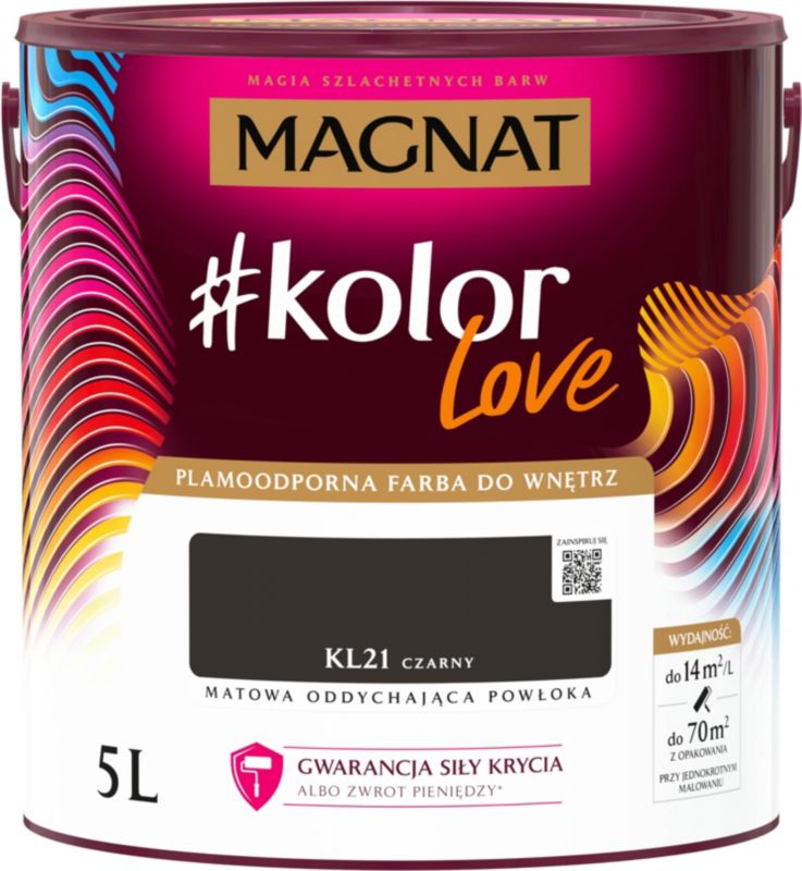 Plamemodstandsdygtig farve Magnat #kolorLove KL21 sort 5 l