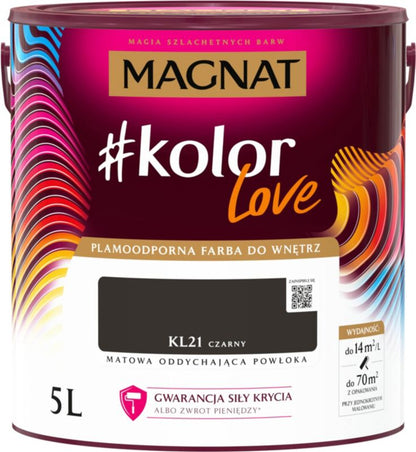 Plamemodstandsdygtig farve Magnat #kolorLove KL21 sort 5 l