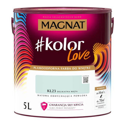 Plamemodstandsdygtig farve Magnat #kolorLove KL23 blid mynte 5 l