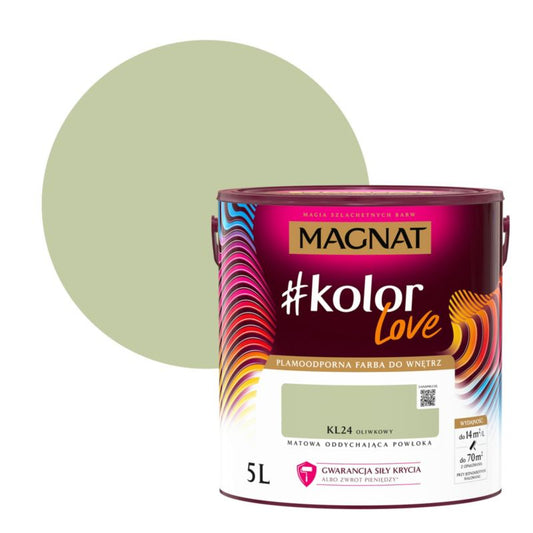 Magnat #kolorLove KL24 olivengrøn farve, pletresistent, 5 l
