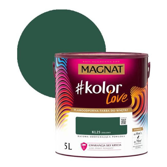 Plamemodstandsdygtig farve Magnat #kolorLove KL25 grøn 5 l