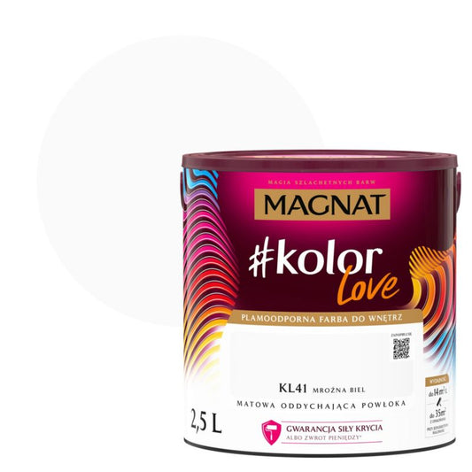 Magnat #kolorLove farve i frosthvid, pletresistent, 2,5 l