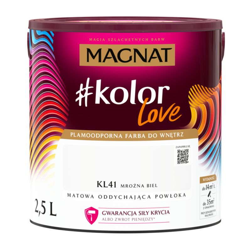 Magnat #kolorLove farve i frosthvid, pletresistent, 2,5 l