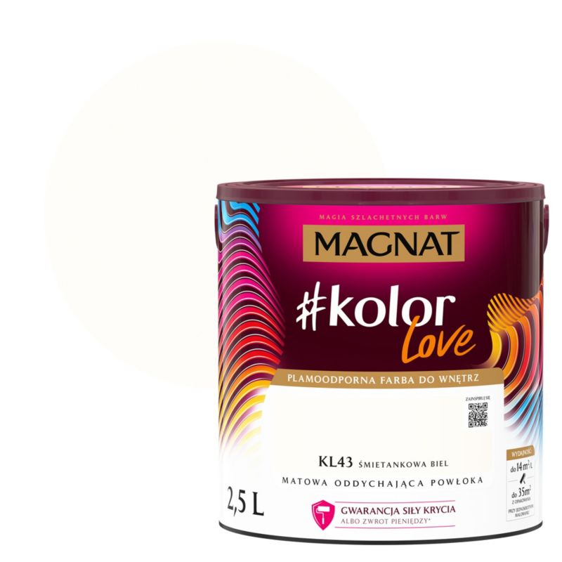 Magnat #kolorLove farve i farven cremehvid 2,5 l – pletresistent og mat finish
