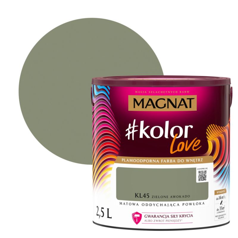 Plamemodstandsdygtig farve Magnat #kolorLove KL45 grøn avocado 2,5 l