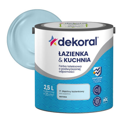 Dekoral latexmaling til badeværelse og køkken, badeværelsesblå, 2,5 l