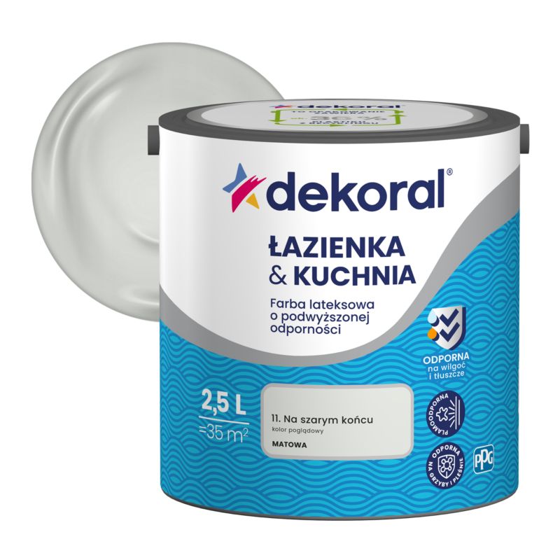 Dekoral latexmaling til badeværelse og køkken i grå nuance 2,5 l