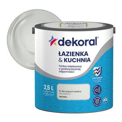 Dekoral latexmaling til badeværelse og køkken i grå nuance 2,5 l