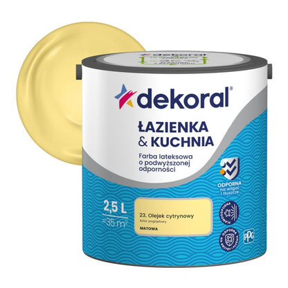 Dekoral latexmaling til badeværelse og køkken, citronolie, 2,5 l