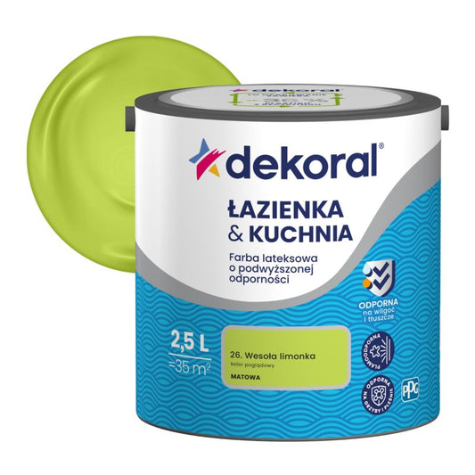 Dekoral lateksmaling til badeværelse og køkken i munter lime, 2,5 l