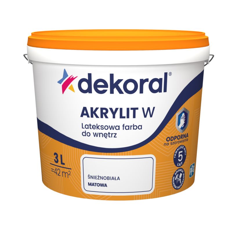 Dekoral Akrylit W indendørs latexmaling i snehvid mat, 3 l