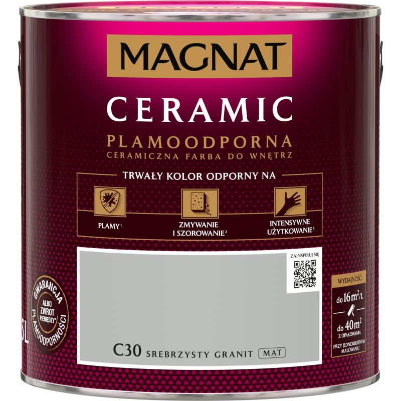 Magnat Ceramic C30 maling i sølvgranit, 2,5 l