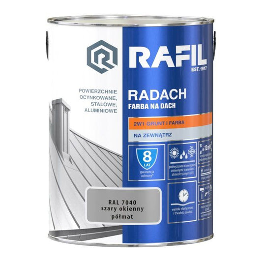 Rafil Radach tagmaling grå vinduesgrå RAL7040 5 l
