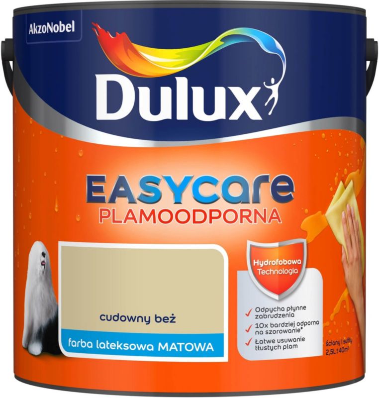 Dulux EasyCare pletresistent maling i farven vidunderlig beige 2,5 l