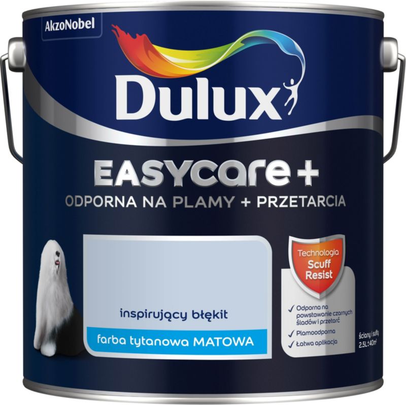Dulux EasyCare+ pletresistent maling inspirerende blå 2,5 l