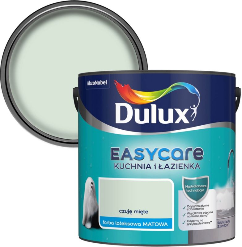 Dulux EasyCare plamemodstandsdygtig maling til køkken og badeværelse i farven Mintfølelse 2,5 l