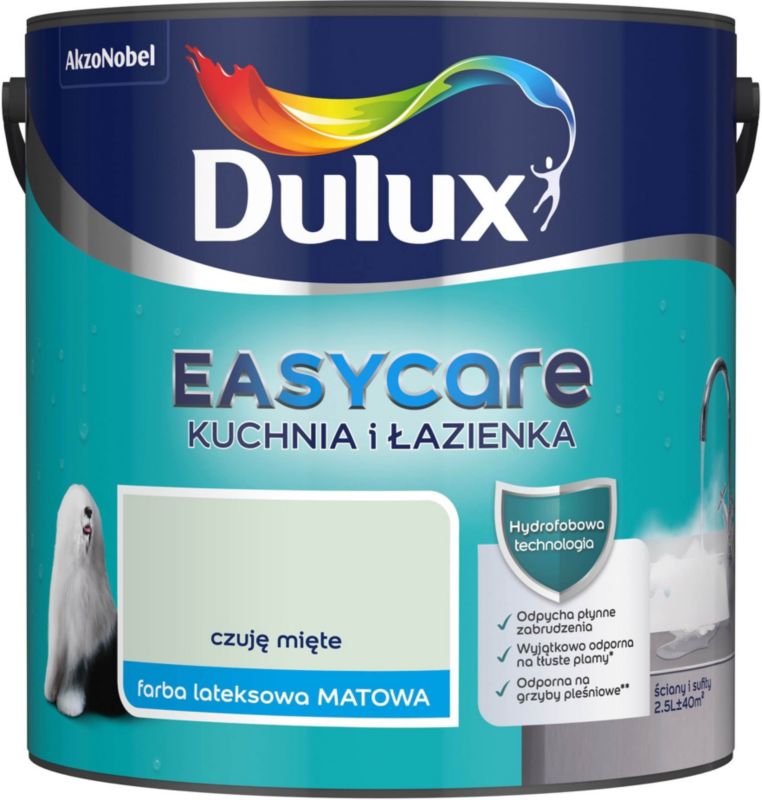 Dulux EasyCare plamemodstandsdygtig maling til køkken og badeværelse i farven Mintfølelse 2,5 l