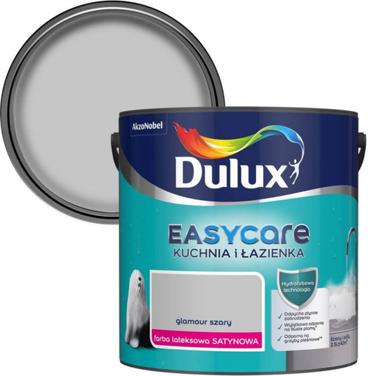 Dulux EasyCare plamemodstandsdygtig maling til køkken og badeværelse glamour grå satin 2,5 l