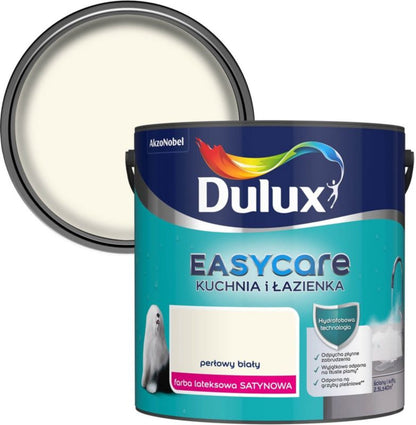 Dulux EasyCare køkken- og badeværelsesmaleri, pletresistent, perlehvid, 2,5 l