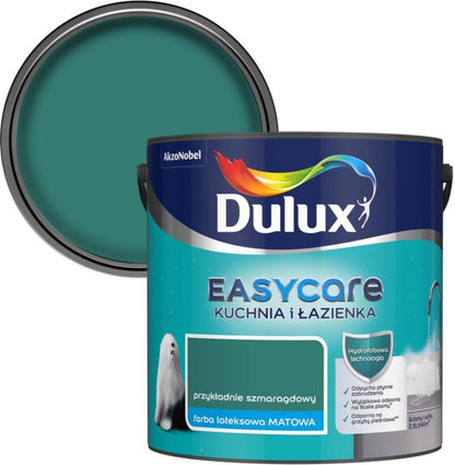 Dulux EasyCare plamemodstandsdygtig maling til køkken og badeværelse, eksemplarisk smaragdgrøn, 2,5 l