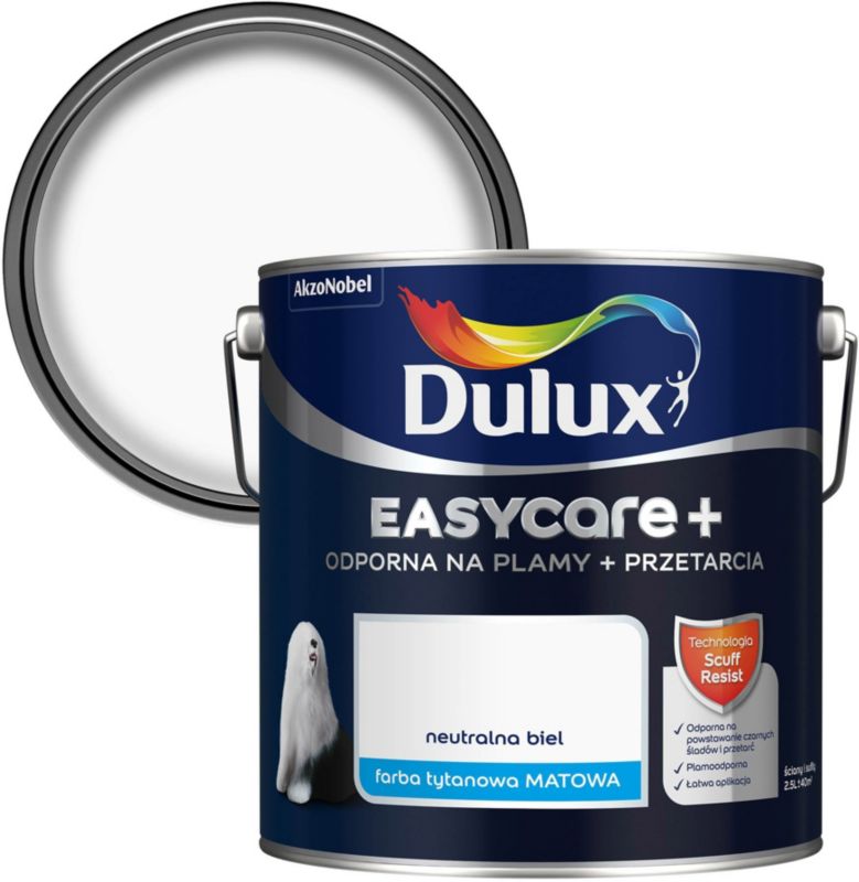 Dulux EasyCare+ pletresistent maling neutral hvid 2,5 l