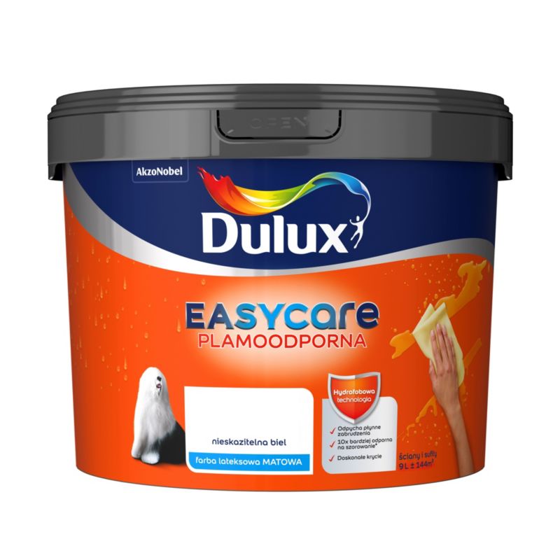 Dulux EasyCare pletresistent maling i ren hvid 9 l